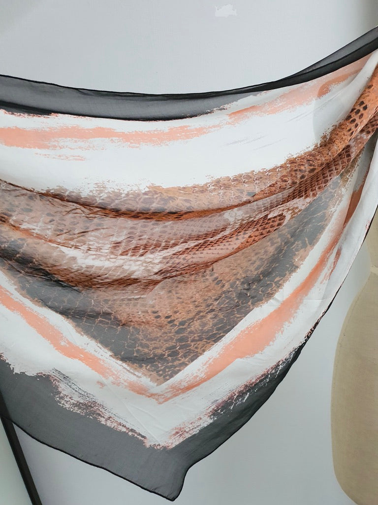 Python Print Silk Scarf in Brown
