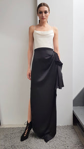 Gia Black Draped Long Skirt