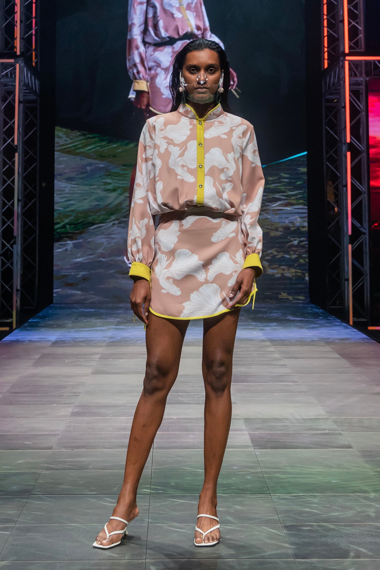 Verinia betta print crepe dress