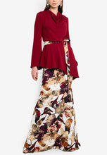 Load image into Gallery viewer, Aster Maroon Cowl Neck Kurung
