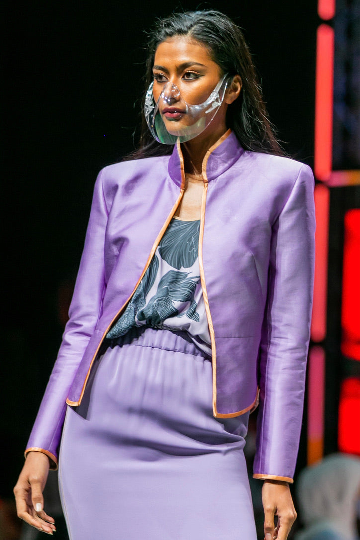 Madison contrast piping mandarin collar jacket