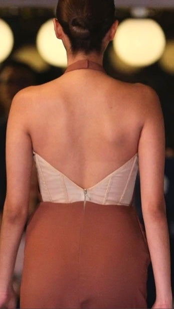 GILDA HALTER GOWN IN DARK NUDE
