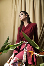 Load image into Gallery viewer, Aster Maroon Cowl Neck Kurung
